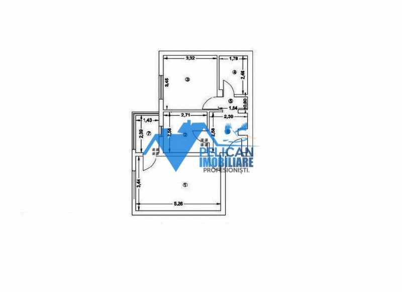 Pelican, 2 camere, Etaj 1, decomandat